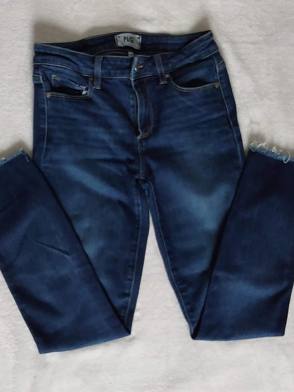 PAIGE Dark Blue Mid-Rise Jeans